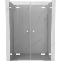 Mexen Lunar L Duo openslaande douchedeur 150 , transparant, wit - 834DL-150-000-20-00