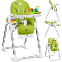 Kidiz 3in1 kinderstoel incl. speelbar, Eetstoel, Babystoel, combinatie kinderstoel, 7 in hoogte verstelbare rugleuning, meegroei van 0 maanden tot 6 jaar - Groen