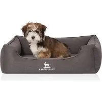 Knuffelwuff orthopedisch hondenbed Leano van velours met handgeweven karakter M-L 85 x 63cm zwart