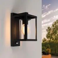 LEDVION - LED Wandlamp Incl. Sensor - E27 - IP44 - Zwart