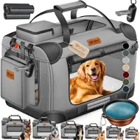 LOVPET reisBench Hondenbench hondenbox honden transportbox opvouwbaar incl. transportzak hondenbak transportbox voor huisdieren, honden en katten transportbox - XXL, Lichtgrijs