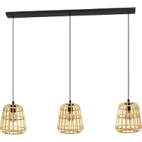 Eglo 390153 Montezuelo Hanglamp Staal Zwart/Hout Natuur - 3 x E27