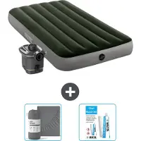 Intex Luchtbed - 1-Persoons - 99 x 191 x 25 cm - Groen - Inclusief pomp - Hoeslaken en Reparatieset