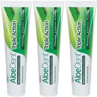 Dr Organic AloeDent Triple Action Aloe Vera Fluoride Free Tandpasta Cool Minty Freshness 3x100 ml Tandpasta