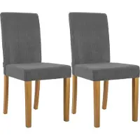 CLP Ina Set van 2 eetkamerstoelen - klassiek - met rugleuning - hout - corduroy - ribstof - antiek licht/grijs