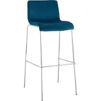 CLP Barkruk Hover - met rugleuning - vierpoot frame Chroom - velvet - fluweel - blauw/chroom
