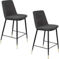 Housecraft living Lionel Barkrukken rugleuning 65 cm Donkergrijs - Set van 2