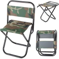 VERK Opvouwbare Visstoeltje Campingstoel met Rugleuning Camouflage