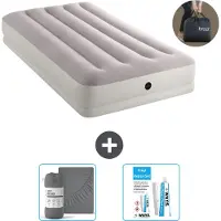 Intex Luchtbed - 1-Persoons - 99 x 191 x 30 cm - Grijs - Inclusief pomp - Hoeslaken en Reparatieset