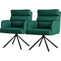 ML-Design Eetkamerstoel set van 2 donkergroen draaibaar met afneembaar rugkussen gestoffeerd tot 120 kilogram ML design