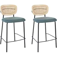 Beliani MAYETTA - Barkruk set van 2 - Blauwgroen - Polyester