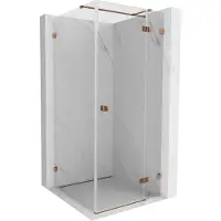 Mexen Lunar T draaideur douchecabine rechts 100 x 100 , transparant, roze goud - 834T-100-100-60-00-P