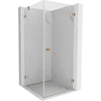 Mexen Lunar-B rechtsdraaiende douchecabine 90 x 90 , transparant, geborsteld koper - 832-090-090-65-00-P