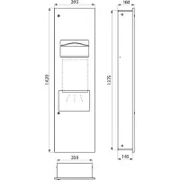 Delabie handdroger-dispenser-afvalbak combinatie UP (artikelnummer: 0013690000)