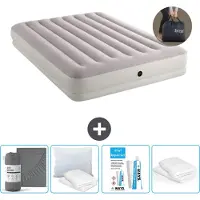 Intex Luchtbed - 2-Persoons - 152 x 203 x 30 cm - Grijs - Inclusief pomp - Hoeslaken - Kussen - Reparatieset en Kussenbeschermer