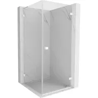 Mexen Lunar-B L douchecabine scharnier rechts 100 x 100 , transparant, wit - 832L-100-100-20-00-P