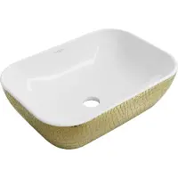 Mexen Rita opzetwastafel 45 x 32 cm, wit/goud schubbenpatroon - 21084554