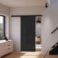 Inova complete glazen schuifdeur 90x203 - veiligheidsglas - opaak antraciet - poignée barre