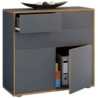 VCM Houten ladekast | Sideboard met draaideuren en lades | Kantoormeubelen | Afmetingen ca. H. 74 x B. 100 x D. 32cm - Salia