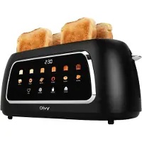 Olvy Broodrooster XL - Lange Sleuven - Timerfunctie - LCD Display - Kruimellade - Toaster - 1500W - Ontdooien & Opwarmen - Zwart