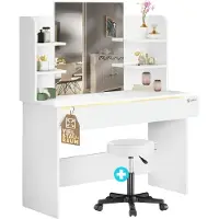 Casaria Kaptafel Lucia Wit 140x110x40cm met rolkruk