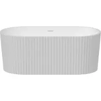 Vente-unique Geribbeld vrijstaand bad van acryl - Glanzend wit - 230L - 170 x 80 x 58 cm - ALIENA