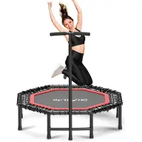 DH FitLife Opvouwbare Fitness Trampoline Ø121 cm – Indoor Trampoline zonder Installatie – Met 3 Verstelbare Handgrepen – Stevig & Stil, tot 150 kg, Voor Kinderen & Volwassenen