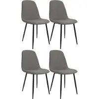 CLP Maryam Set van 4 eetkamerstoelen - klassiek - met rugleuning - zwart metalen frame - belastbaar tot 150 kg - Stof/licht grijs