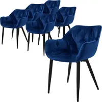 ML-Design Set van 6 eetkamerstoelen Saga velvet | fluweel blauw 59x83x67 cm eetkamerstoelen | NADUVI