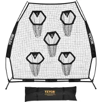 Vevor Football Coach Werpnet Oefennet (2265 x 1060 x 2100 mm) met 5 doelvakken en draagbare opbergtas en riemen