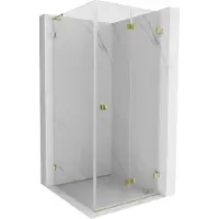 Mexen Lunar-F L opvouwbare douchecabine rechts 80 x 80 , transparant, goud - 836L-080-080-50-00-P
