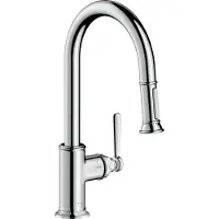 Axor Montreux keukenkraan met hoge draaibare ronde uitloop met uittrekbare handdouche chroom
