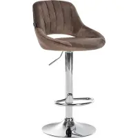 CLP Milet Barkruk - Met rugleuning - Verstelbaar - Velvet - Fluweel - chroom/bruin