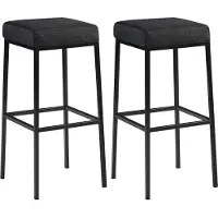 CLP Set van 2 barkrukken Montreal, met beklede zittingen en frame, inclusief voetsteun | Kleur: donkergrijs, frame: zwart