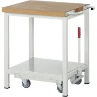 RAU Werkbank serie 8000, verrijdbaar, neerlaatbaar, Legbord, B 750 x D 700 x H 880 mm