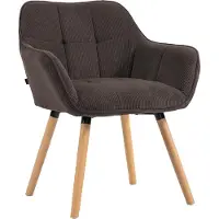 CLP Eetkamerstoel met armleuning Vienna - keukenstoel - fauteuil met houten frame - belastbaar tot 150 kg - met corduroy bekleding - natura/bruin