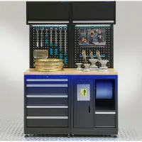 Datona Werkplaatsinrichting PREMIUM met eiken werkblad 135 cm breed - Zwart