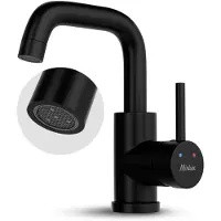 Mirlux Wastafel Kraan Zwart - Wastafel Mengkraan Badkamer - Wastafelkraan - Fonteinkraan / WC Kraan - Kraantje - Koudwaterkraan & Warmwaterkraan - Toiletkraan Koud Water & Warm Water