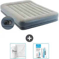 Intex Luchtbed - 2-Persoons - 152 x 203 x 30 cm - Grijs - Inclusief pomp - Hoeslaken en Reparatieset