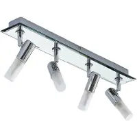 LINDBY spot Zela, lengte 53 cm, chroom, 4-lamps dimbaar, chroom / zilver, Badkamer, metaal, Modern, buitenspot