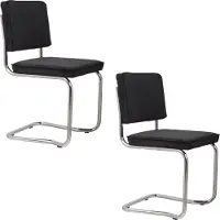 Zuiver Set van 2 eetkamerstoelen Ridge Rib Kink | polyester zwart 50x85x48 cm eetkamerstoelen | NADUVI