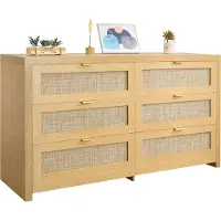 Vevor Rattan Commode met 6 Laden en Metalen Handgrepen
