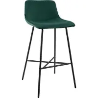 CLP Altona Barkruk - met rugleuning en voetsteun - zwart metalen frame - modern Scandinavisch - keukenbarkruk - zwart/groen