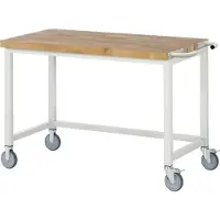 RAU Werkbank serie 8000, verrijdbaar, werkblad massief beukenhout, B 1250 x D 700 x H 880 mm