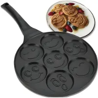Retoo Pannenkoekenpan met Smiley Emoji Ø26 cm – Pancakes Pan – Gegoten Aluminium – Antiaanbaklaag – Crêpepan & Koekenpan