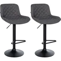 CLP Kasson 2er Set barkrukken - met rugleuning - In hoogte verstelbaar - metalen frame - met voetsteun - zwart/zwart