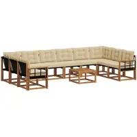 vidaXL Buiten bank set 11 st Natuurlijk en Beige