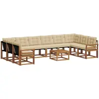 vidaXL Buiten bank set 11 st Natuurlijk en Beige