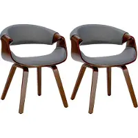 CLP Foley Set van 2 eetkamerstoelen - Met armleuning - Houten frame - walnoot/grijs Stof