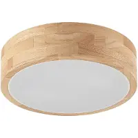 LINDBY Plafondlamp Tanju, dimbaar, hout licht, Woon-/ Eetkamer, Hout, Landelijk, plafondlamp hout